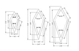 Stretched Diamond Templates 1, 1.5, 2 Inches wide - Clear with guideline Holes 1/8 Inch Thick