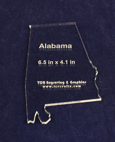 State of Alabama Template 6.5" X 4.1" - Clear 1/4" Thick Acrylic