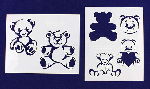 Teddy Bear -2 Piece Stencil Set 14 Mil 8" X 10" Painting /Crafts/ Templates