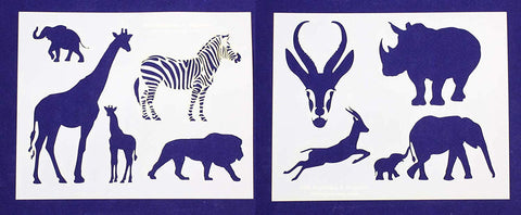 Safari Animals -2 Piece Stencil Set 14 Mil 8" X 10" Painting /Crafts/ Templates