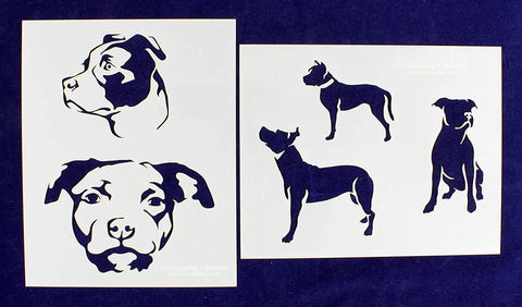 Pit Bull Dog Stencils-Mylar 2 Pieces of 14 Mil 8" X 10" - Painting /Crafts/ Templates