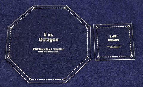Matching Square/Octagon Set Templates. 6". - Clear 1/8"