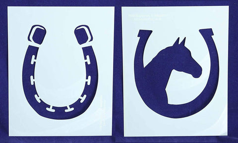 Horse/Horseshoe LG Stencils Mylar 2 Pieces of 14 Mil 8" X 10" - Painting /Crafts/ Templates