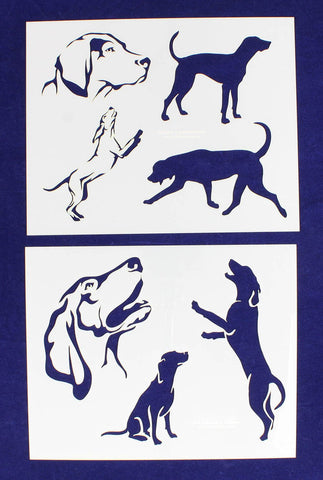 Blue Tic Hound Dog Stencils-Mylar 2 Pieces of 14 Mil 8" X 10" - Painting /Crafts/ Templates