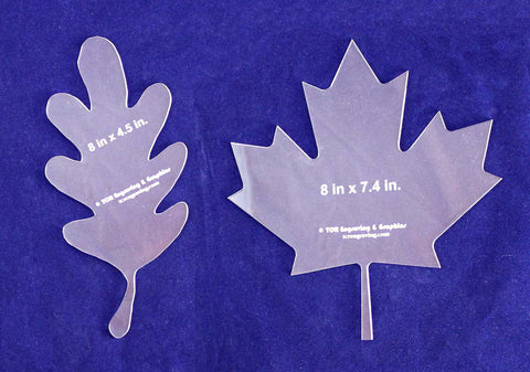 Oak/Maple Leaves 2 pc Set Templates- Clear 1/8" Thick Acrylic-
