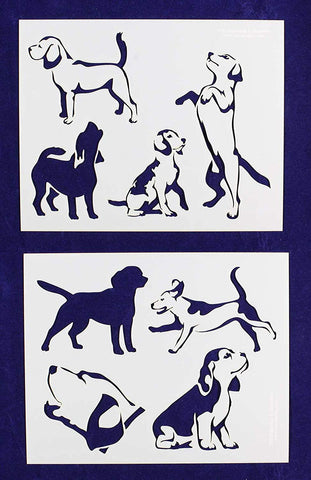 Beagle Dog Stencils-Mylar 2 Pieces of 14 Mil 8 X 10 Inches- Painting /Crafts/ Templates