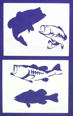 Bass (fish) Stencils-8x10 -2 pc set-Mylar 14mil - Painting /Crafts/ Templates