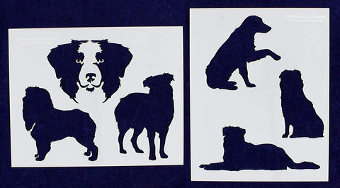 Austrialian Shepard Dog Stencils-Mylar 2 Pieces of 14 Mil 8" X 10" - Painting /Crafts/ Templates