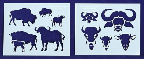 Buffalo/Bison Stencils 2 Pieces -Mylar of 14 Mil 8" X 10" - Painting /Crafts/ Templates