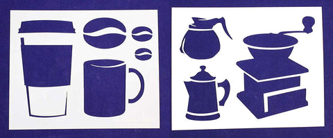 Coffee Themed 2 Piece Stencil Set 14 Mil 8" X 10" Painting /Crafts/ Templates