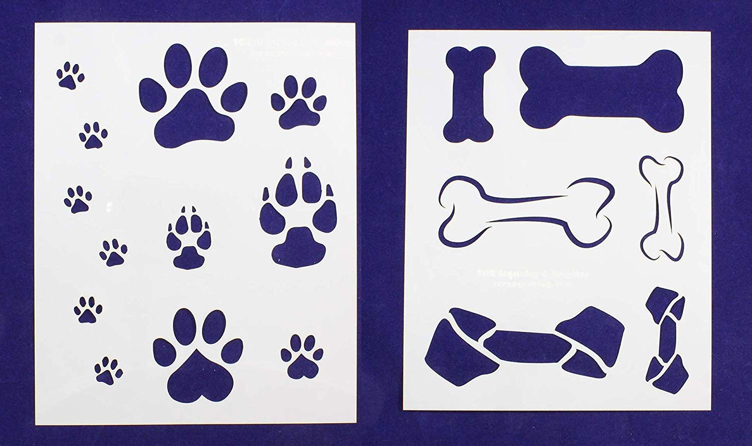 dog-bone-paw-print-2-piece-stencil-set-14-mil-8-x-10-painting-craft-quilting-templates-and-more