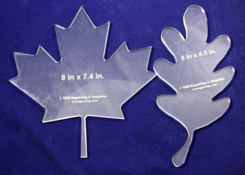 Oak/Maple Leaves 2 pc Set Templates- Clear 1/4" Thick Acrylic-