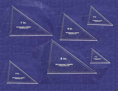 Triangle Templates. 3", 4", 5", 6", 7", 8" - Clear 1/8"
