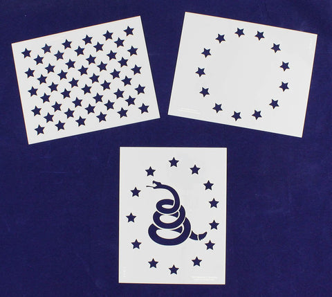 Don't Tread on Me (Gadson Flag)/Revolutionary War 3 PC Stencil Set Painting/CraftsTemplate