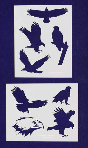 American Bald Eagle Stencils -2 pc set-Mylar 14mil - Painting /Crafts/ Templates
