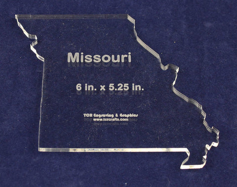 State of Missoouri Template 6" X 5.25" - Clear ~1/4" Thick Acrylic