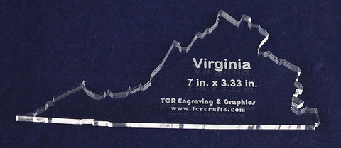 State of Virginia Template - 7 X 3.33 Inches - 1/4 Inch Thick