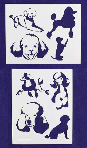 Poodle Dog Stencils-Mylar 2 Pieces of 14 Mil 8" X 10" - Painting /Crafts/ Templates