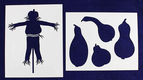 Scarecrow and Gourds Stencils- Mylar 2 Pieces of 14 Mil 8" X 10" Painting /Crafts/ Templates