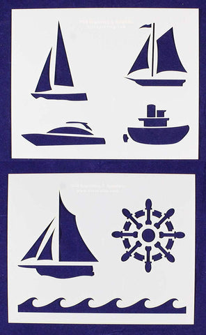Boat Stencils Mylar 2 Pieces of 14 Mil  8 X 10 Inches - Painting /Crafts/ Templates