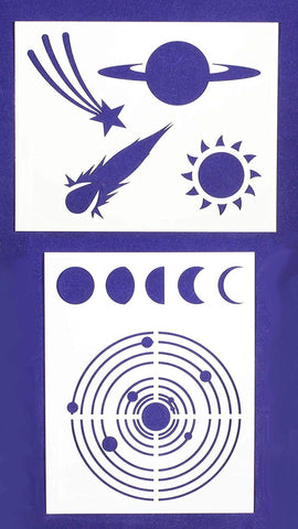 Space-Planets -Stencils -2 pc set-Mylar 14mil - Painting /Crafts/ Templates