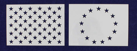 2 Pc- 3.5" x 4.9" -13 Star Revolutionary War & 50 Star Fields. G-sped-Stencils