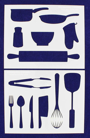 Kitchen/Cooking Stencils 2 Piece Set - 14 Mil -8" X 10" - Painting /Crafts/ Templates