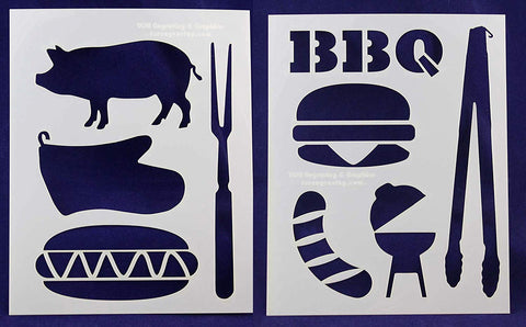BBQ/Grilling -2 Piece Stencil Set 14 Mil 8" X 10" Painting /Crafts/ Templates