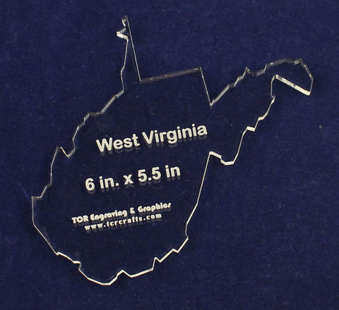 State of West Virginia Template 6" X 5.5" - Clear 1/4" Thick Acrylic