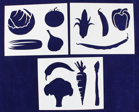 Vegetable Stencils- 3 Piece Set -14 Mil Mylar