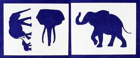 Elephant Stencils -2 pc Set-Mylar 14mil - Painting/Crafts/Templates