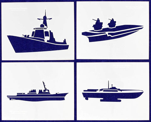 War Ships-- 4 Piece Stencil Set 14 Mil 8" X 10" Painting /Crafts/ Templates
