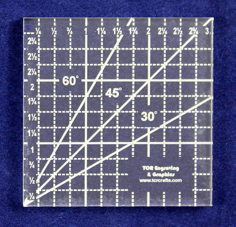 3" Square Ruler -Acrylic 1/4" -Back Engraved- Quilting/sewing