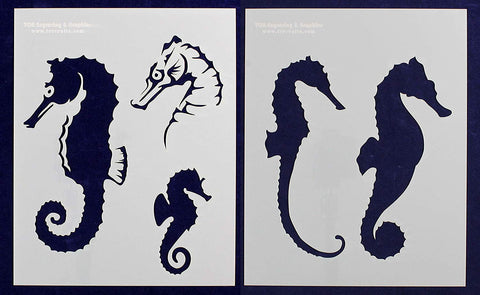 Sea Horse Stencils- Mylar 2 Pieces of 14 Mil 8" X 10" Painting /Crafts/ Templates