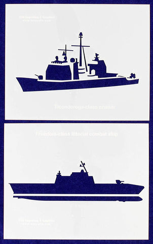 U.S. Navy Ships-Combat-Cruiser- 2 Piece Stencil Set 14 Mil 8" X 10" Painting /Crafts/ Templates