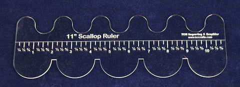 11" Scallop Ruler - Clear Acrylic - Quilting/Sewing/Embroidery - Template 1/8"