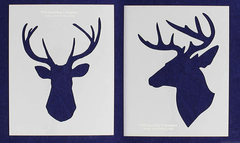 Buck-Deer Head Stencils -Mylar 2 Pieces of 14 Mil 8" X 10" - Painting /Crafts/ Templates