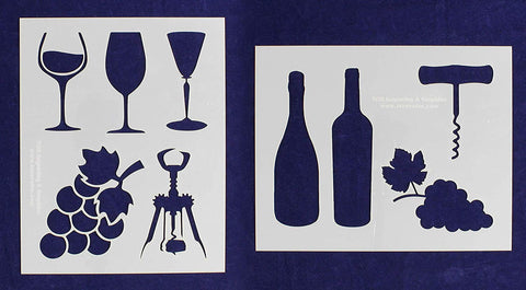 Wine Stencils -Mylar 2 Pieces of 14 Mil 8" X 10"- Painting /Crafts/ Templates