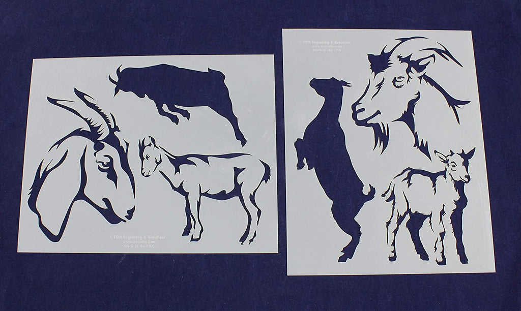 Goat Stencils 2 Piece Set 8 x 10 Quilting Templates and More!