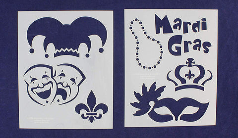 Mardi Gras Stencils - 2 Piece Set - 8 x 10 Inches