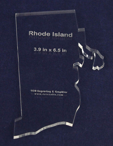 State of Rhode Island Template - 3.9 X 6.5 Inches - 1/4 Inch Thick