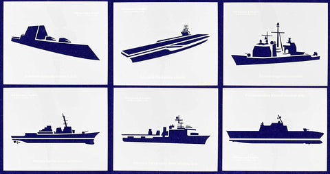 U.S. Navy Ships-- 6 Piece Stencil Set 14 Mil 8" X 10" Painting /Crafts/ Templates