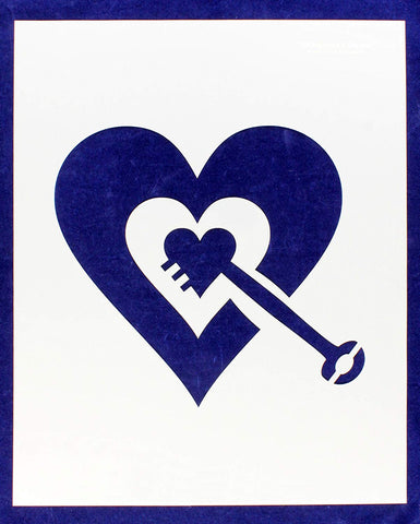 Heart with Key Stencil -Mylar 14 Mil 17.5"H X 14"W - Painting /Crafts/ Templates