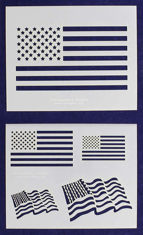 Mylar 2 Pieces of 14 Mil 8" X 10" Us Flag Stencils- Painting /Crafts/ Templates