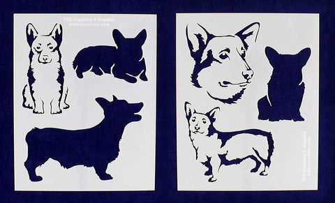 Corgi Dog Stencils-Mylar 2 Pieces of 14 Mil 8" X 10" - Painting /Crafts/ Templates