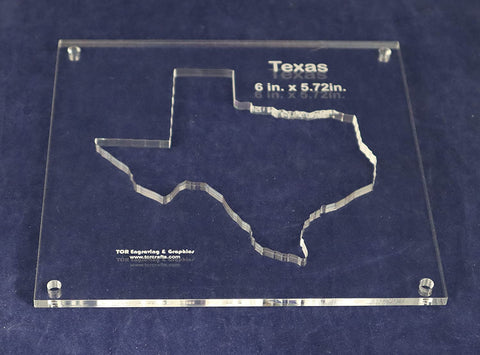 State of Texas Template Inside 6 Inch X 5.72 Inch - Clear 1/4 Inch Thick Acrylic