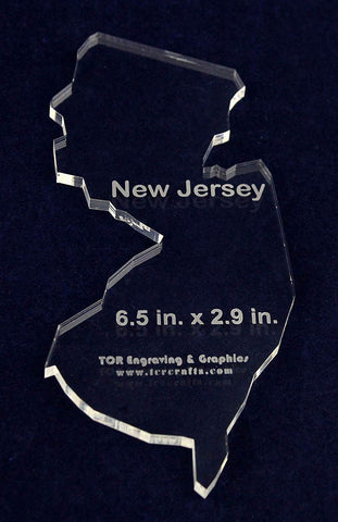 State of New Jersey Template - 6.5 X 2.9 Inches - 1/4 Inch Thick