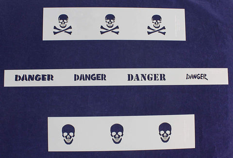 Skulls and Danger 3 Piece Border Stencil Set