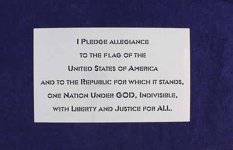 Pledge of Allegiance-US 1 Piece Stencil-9" x 15" Painting/Crafts/Templates