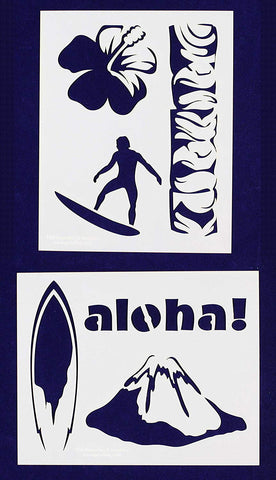 Hawaiian Stencils -2 pc set-Mylar 14mil - Painting /Crafts/ Templates